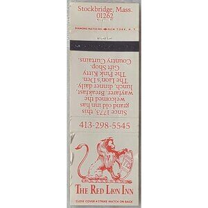 Vintage Matchbook Cover The Red Lion Inn Stockbridge MA Massachusetts